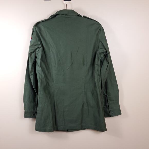 Vintage KL Military Snap Button Front Cotton Jacket Dutch Patch Size L - Picture 9 of 11